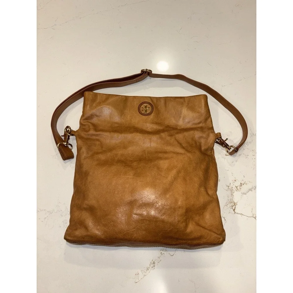 Tory Burch Designer Dena Foldover Convertible Flap Crossbody Purse Leather Bag